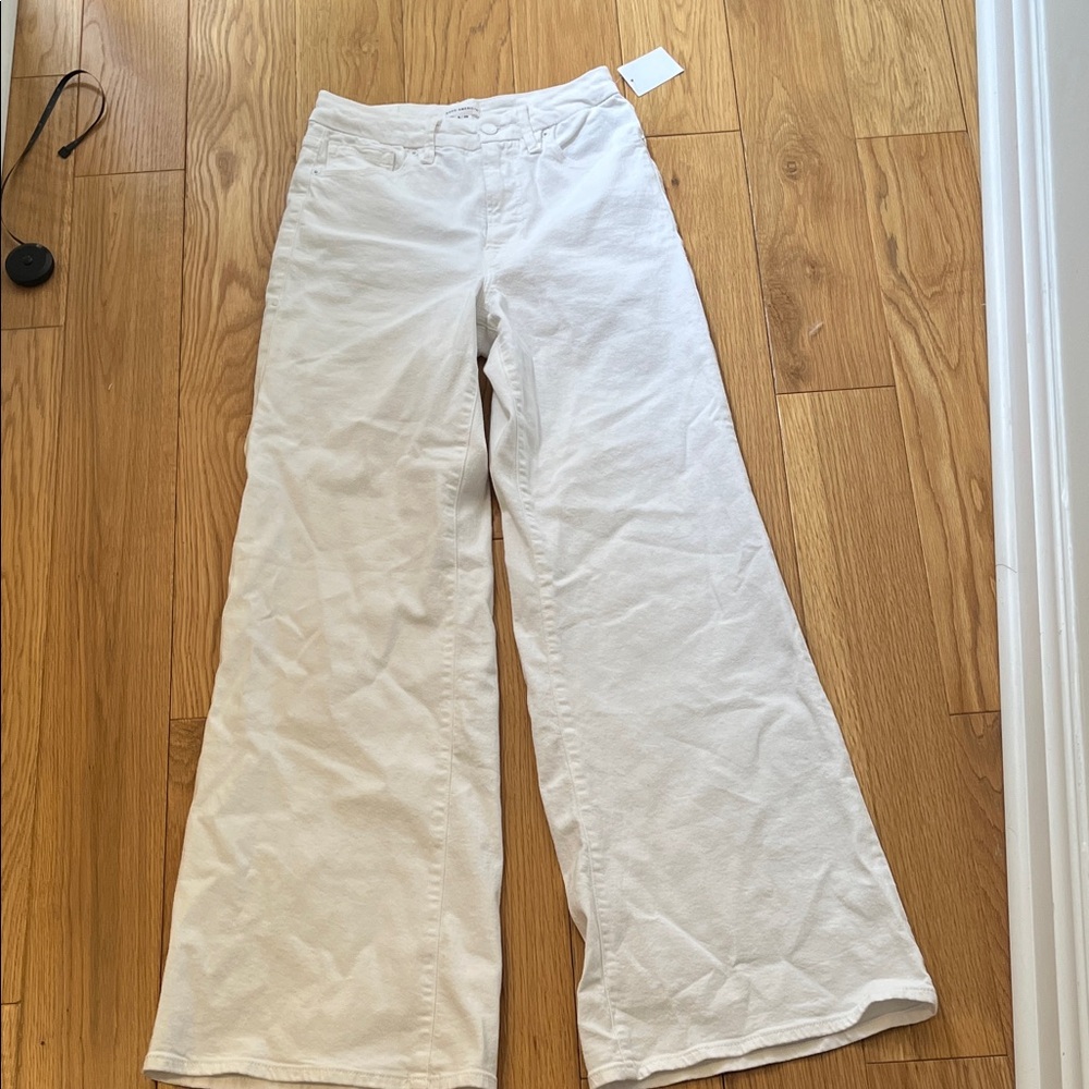 NWT Good American White Good Waist Palazzo Jeans